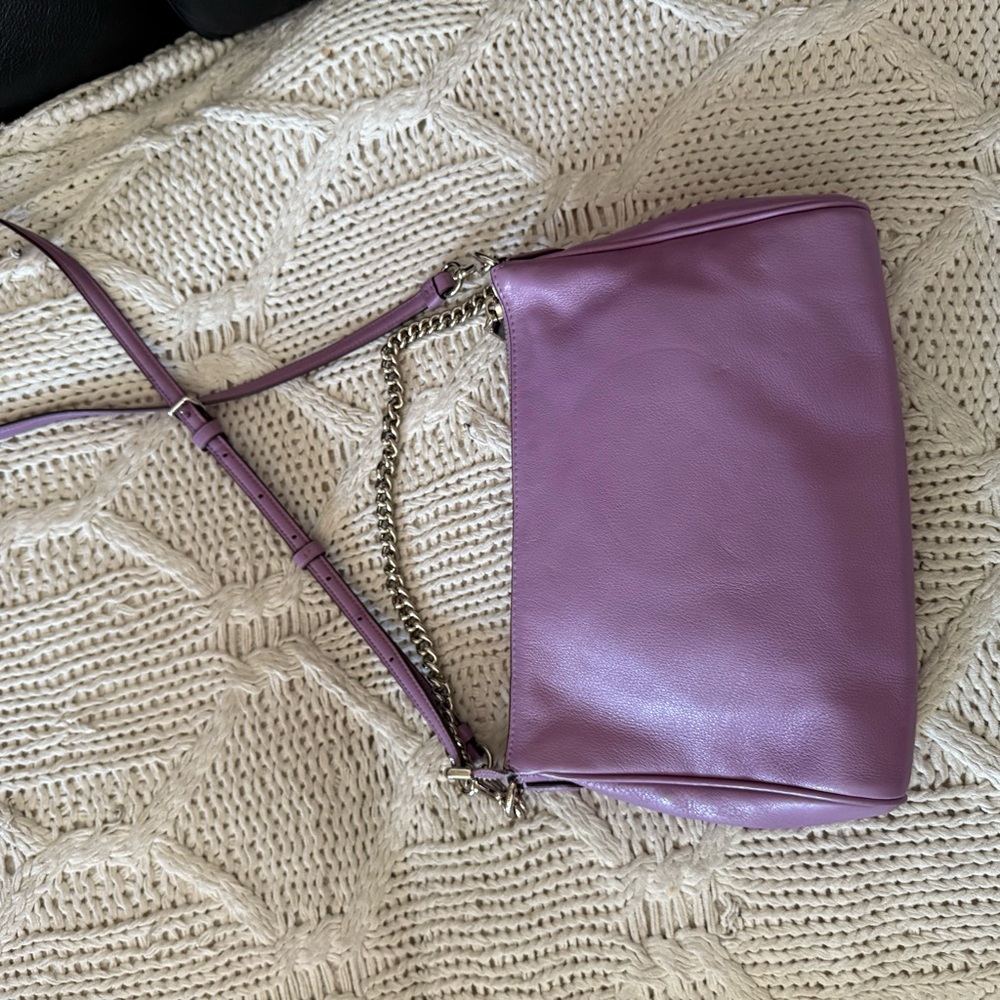 Coach Purple Lilac Leather Shoulder Bag with Chain Strap - Picture 16 of 16